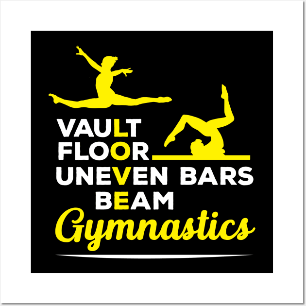 Gymnast Tshirt Love Gymanstics Vault Bars Beam Floor Wall Art by InnerMagic